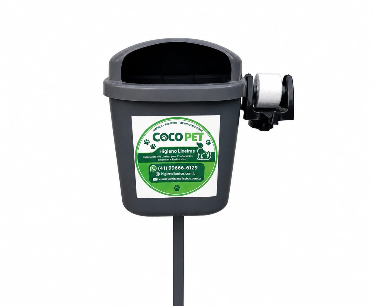 Lixeira cocô pet com dispenser de saquinhos